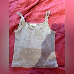 Grey ribbed cotton tank top